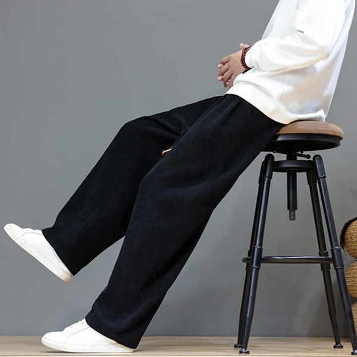 Buddha Stones Fall Winter Plain Classic Drawstring Solid Ankle Pants Corduroy Men's Straight Leg Pants With Pockets - image 16