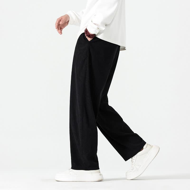 Buddha Stones Fall Winter Casual Boho Drawstring Solid Ankle Pants Corduroy Men's Straight Leg Pants With Pockets - image 14