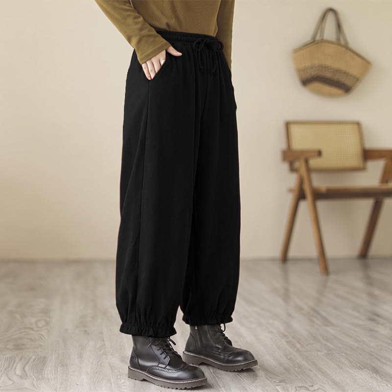 Buddha Stones Spring Casual Minimalist Drawstring Solid Ankle Pants Women's Harem Pants With Pockets - image 2