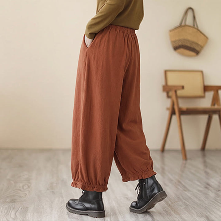 Buddha Stones Spring Casual Minimalist Drawstring Solid Ankle Pants Women's Harem Pants With Pockets - image 9