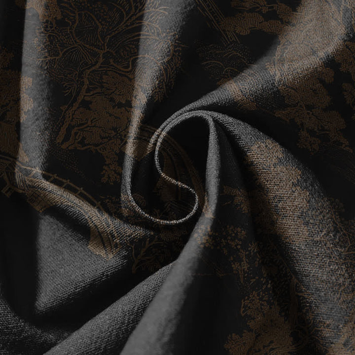Buddha Stones Pure Cotton Vintage Shadow Stripe Pattern Drawstring Men's Harem Pants With Pockets - image 17