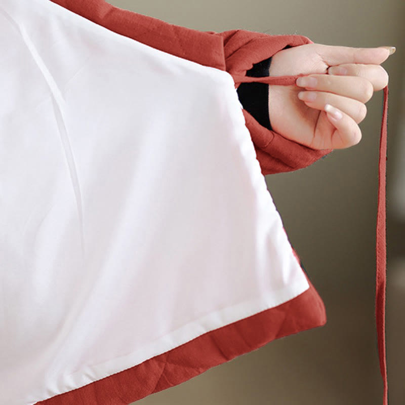 Buddha Stones Fall Winter Casual Minimalist Quilted Design Drawstring Solid Cropped Women's Kimono With Pockets - image 8