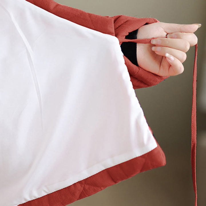 Buddha Stones Fall Winter Casual Minimalist Quilted Design Drawstring Solid Cropped Women's Kimono With Pockets - image 8