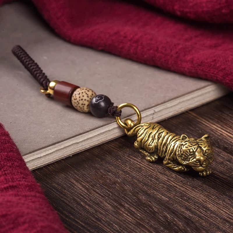 Buddha Stones Brass Chinese Zodiac Luck Braided Charm Keychains - Tiger - image 13