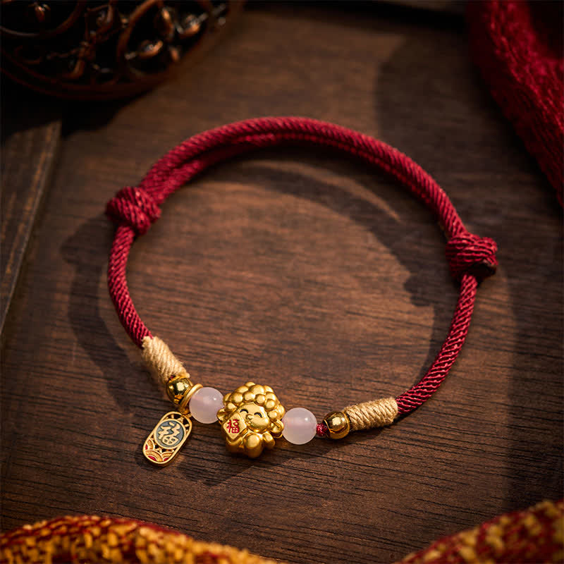 Buddha Stones Year of the Goat Copper 999 Sterling Silver Sheep Fu Character Blessing Red String Bracelet - image 4
