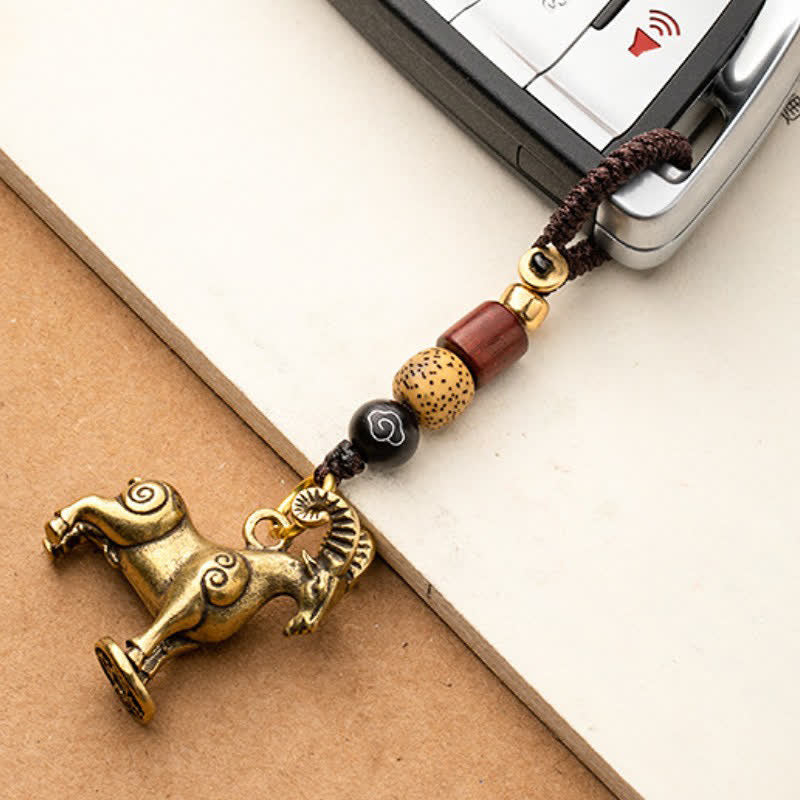 Buddha Stones Brass Chinese Zodiac Luck Braided Charm Keychains - image 3
