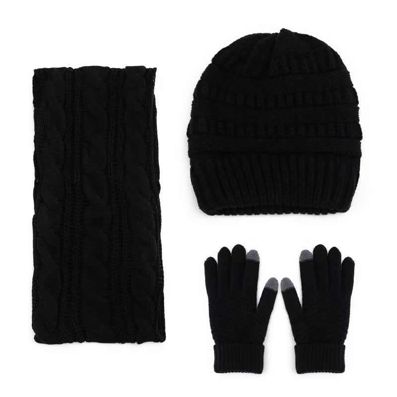 Buddha Stones Fall Winter Cable Knit Beanie Scarf Glove Set Women's Hat - image 4