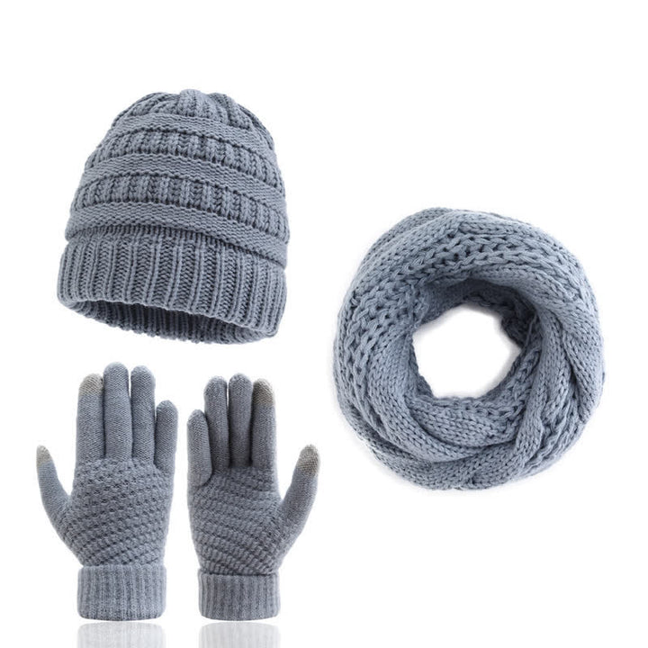 Buddha Stones Fall Winter Cable Knit Beanie Scarf Glove Set Women's Hat - SlateGray - image 6