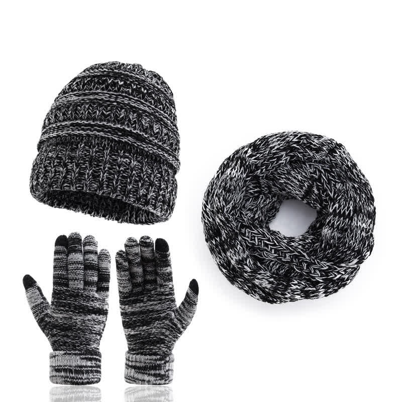 Buddha Stones Fall Winter Cable Knit Beanie Scarf Glove Set Women's Hat - Silver - image 9