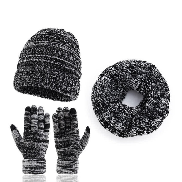 Buddha Stones Fall Winter Cable Knit Beanie Scarf Glove Set Women's Hat - Silver - image 9