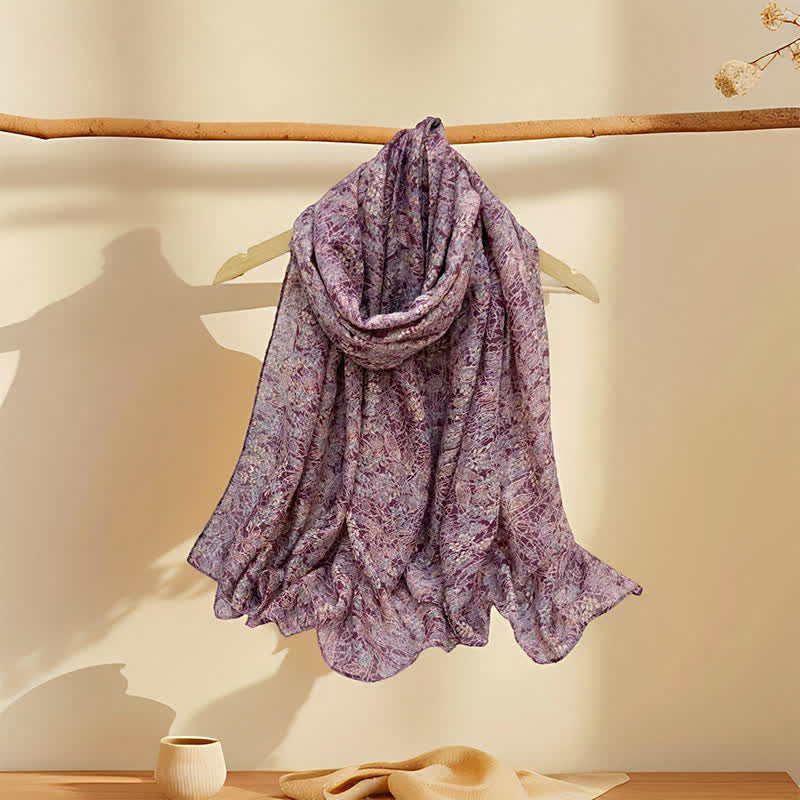 Buddha Stones Spring Summer Vintage Floral Abstract Women's Scarf - MediumOrchid - image 2