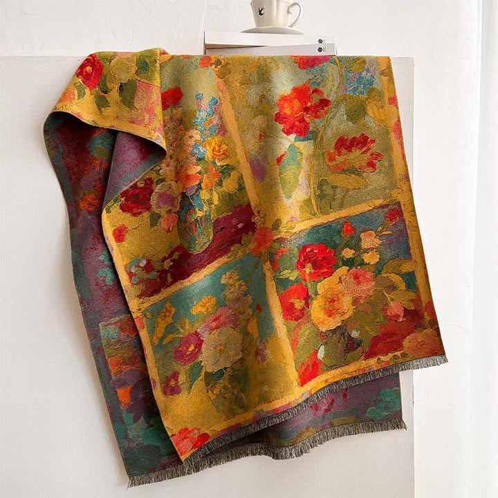 Buddha Stones Fall Winter Multicolor Bloom Pattern Women's Scarf - image 3