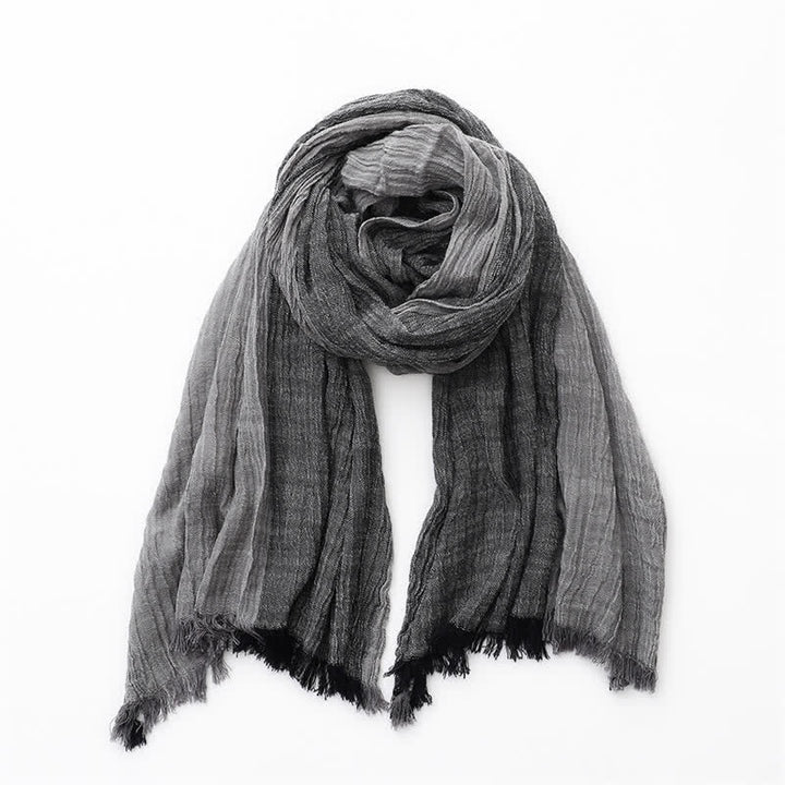 Buddha Stones Fall Winter Colorblock Tassel Lightweight Women's Scarf - Black Gray - image 7