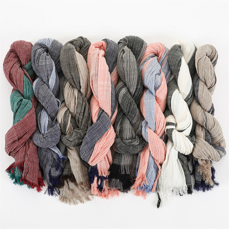 Buddha Stones Fall Winter Colorblock Tassel Lightweight Women's Scarf - image 11