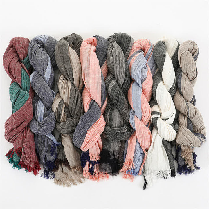 Buddha Stones Fall Winter Colorblock Tassel Lightweight Women's Scarf - image 11