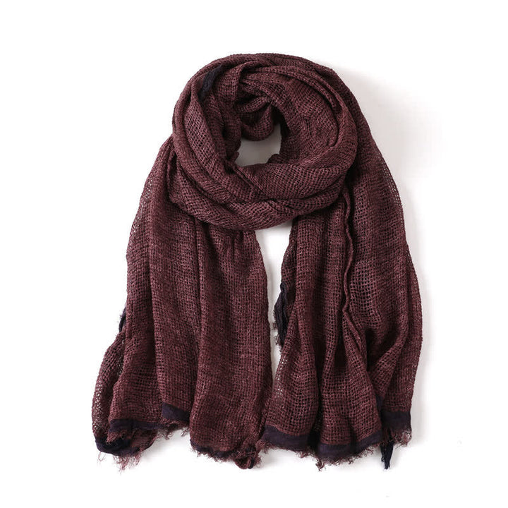 Buddha Stones Fall Simple Solid Tassel Lightweight Women's Scarf - Burgundy - Approx. 190 cm × 80 cm - image 9
