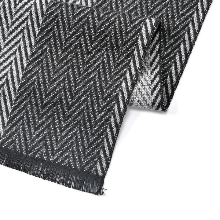 Buddha Stones Fall Winter Herringbone Pattern Tassel Classic Men's Scarf - image 7