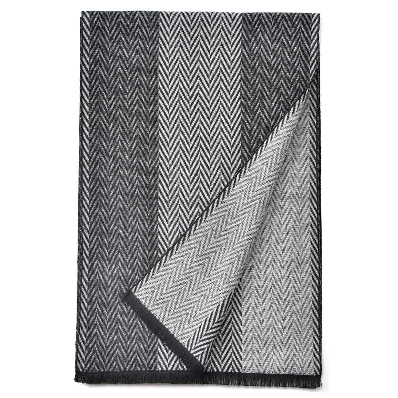 Buddha Stones Fall Winter Herringbone Pattern Tassel Classic Men's Scarf - image 6