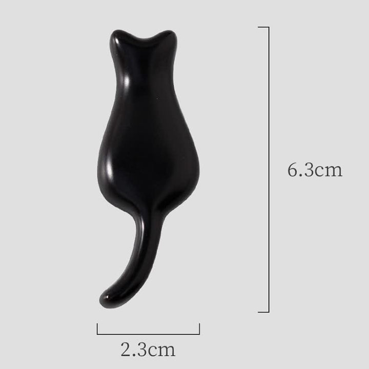 Buddha Stones Hand-Painted Cute Cat Ceramic Tabletop Chopstick Holder - Black Cat(Approx. 6.3 cm × 2.3 cm × 0.9 cm) - image 3