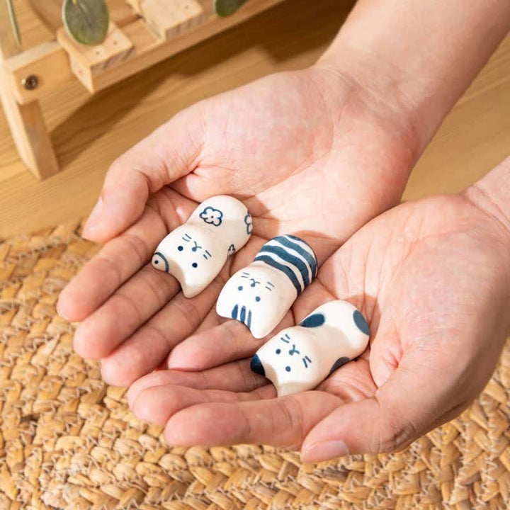Buddha Stones Ceramic Purity Hand-Painted Cat-Shaped Chopstick Holder - image 12