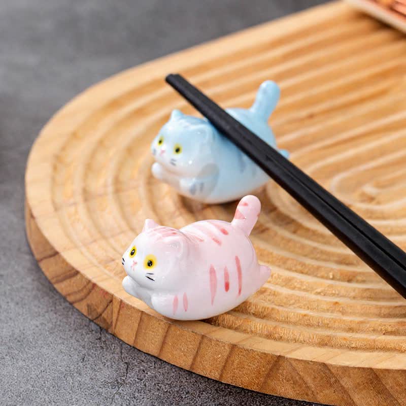 Buddha Stones Glazed Ceramic Lucky Cat Chopstick Holder - image 12
