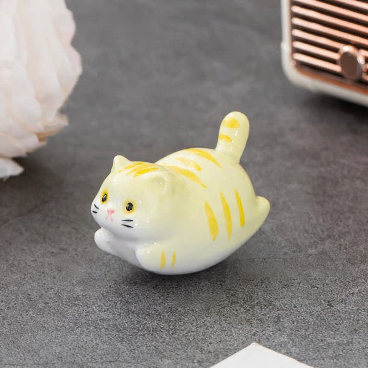Buddha Stones Glazed Ceramic Lucky Cat Chopstick Holder - Yellow(Approx. 5.3 cm × 3.0 cm × 3.3 cm) - image 7