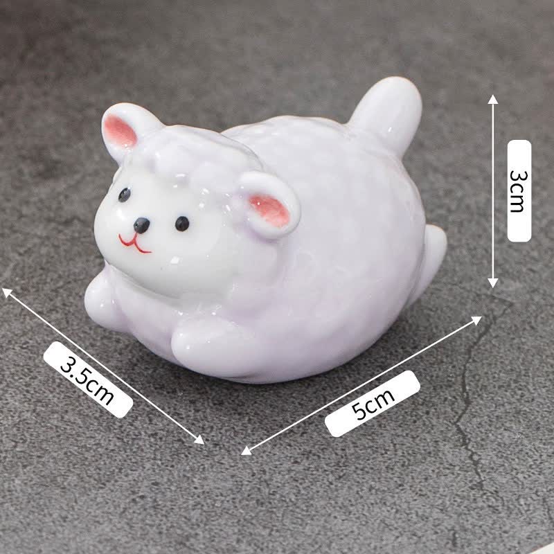 Buddha Stones Glazed Ceramic Lucky Sheep Chopstick Holder - Purple(Approx. 5.0 cm × 3.5 cm × 3.0 cm) - image 2