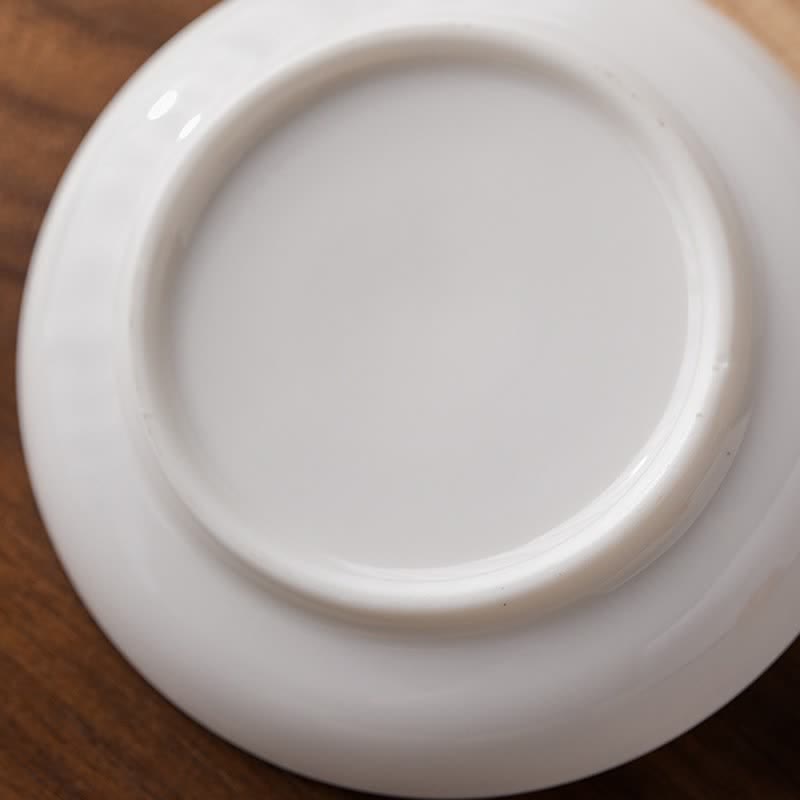 Buddha Stones White Ceramic Cat Silhouette Elegant Round Sauce Dish - image 11