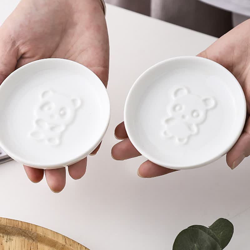 Buddha Stones White Ceramic Panda Relief Mini Sauce Dish - image 10