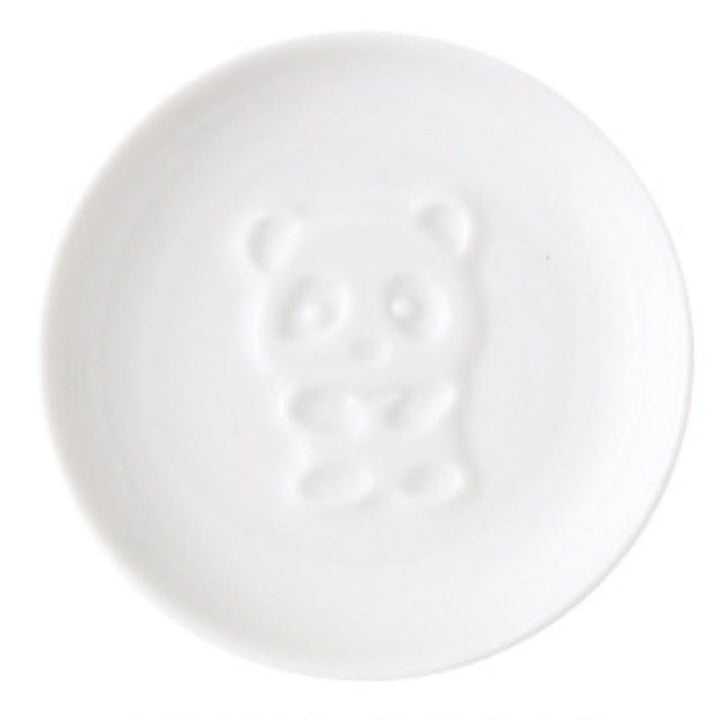 Buddha Stones White Ceramic Panda Relief Mini Sauce Dish - Round(Approx. 8.8 cm × 8.8 cm × 1.8 cm) - Hug - image 1