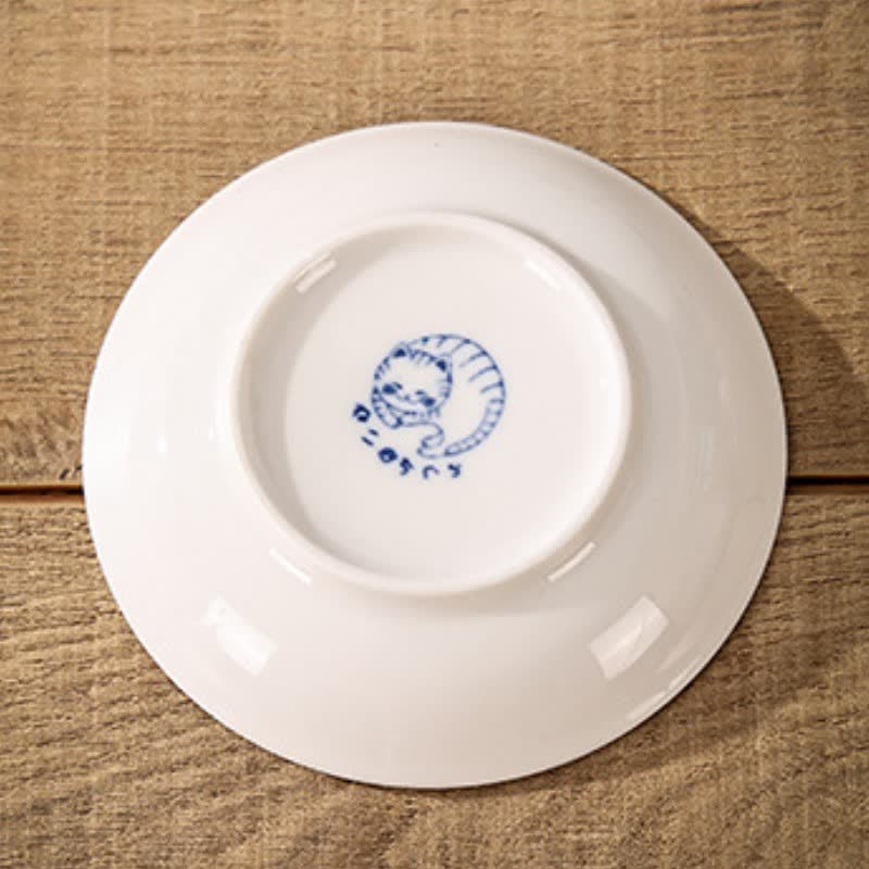 Buddha Stones Cute Cat Round Ceramic Shallow Dish Japanese Style Sauce Dish - image 7