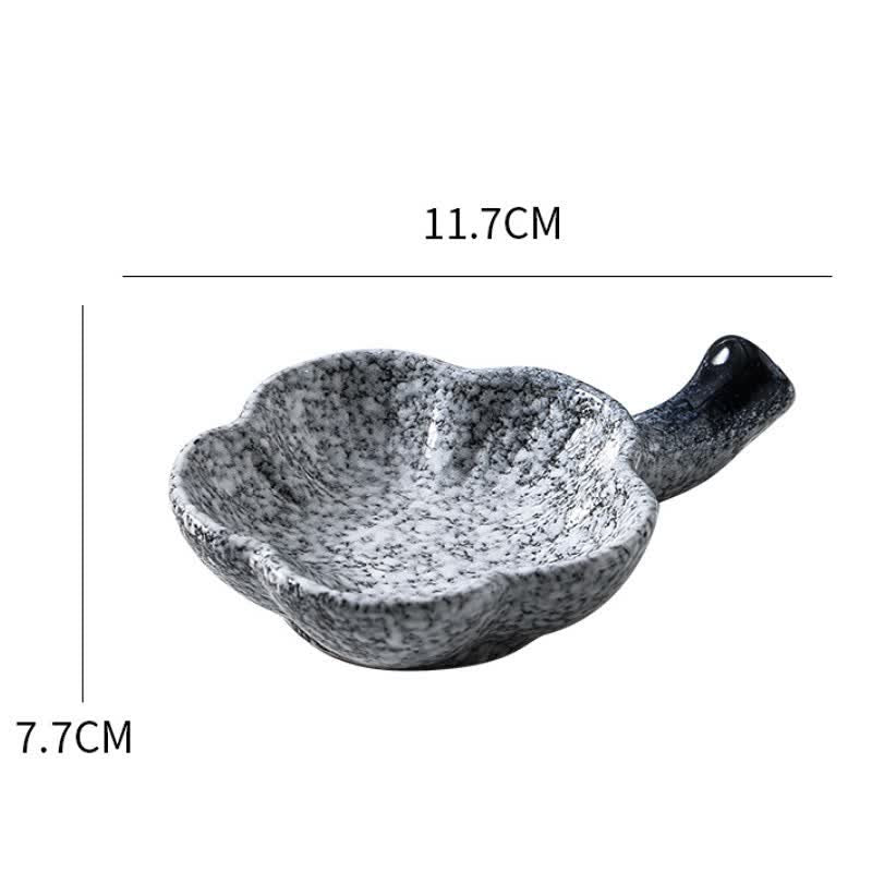 Buddha Stones Vintage Japanese Plum Blossom Handled Ceramic Sauce Dish - White - image 2