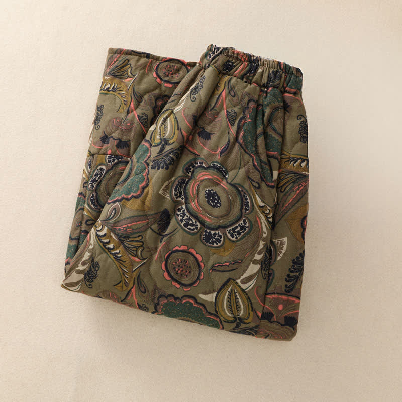 Buddha Stones Fall Winter Retro Elegant Floral Women's Skirt With Pockets - image 2