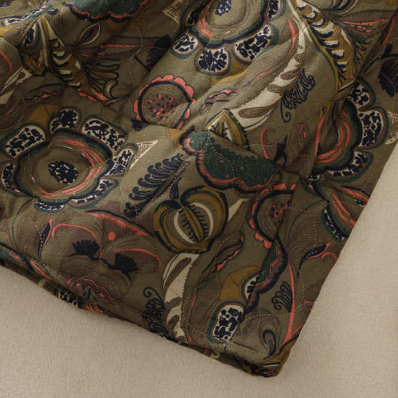 Buddha Stones Fall Winter Retro Elegant Floral Women's Skirt With Pockets - image 9
