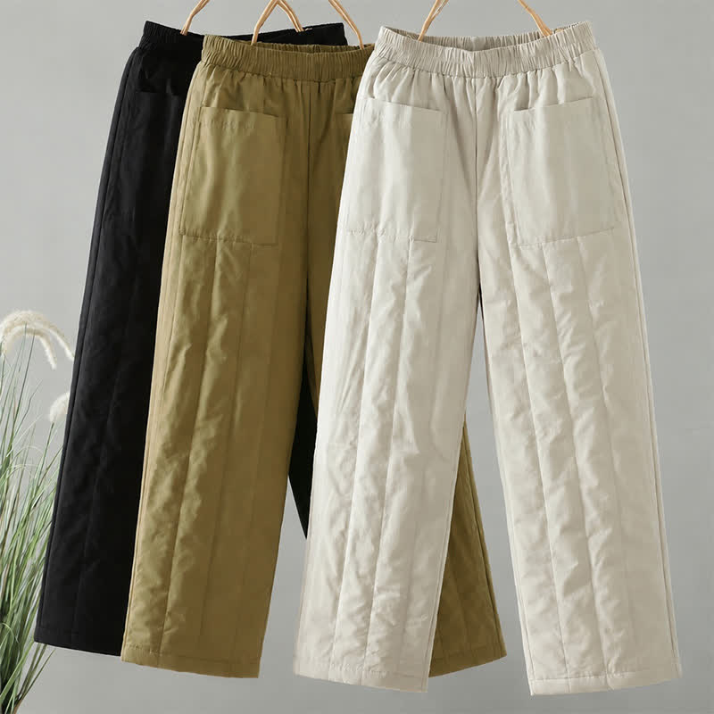 Buddha Stones Fall Winter Casual Basic Solid Ankle Pants Women's Straight Leg Pants With Pockets - image 19
