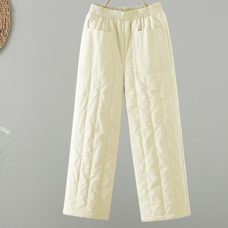 Buddha Stones Fall Winter Casual Basic Solid Ankle Pants Women's Straight Leg Pants With Pockets - Beige - US8-10, UK/AU12-14, EU40-42 (2XL) - image 10