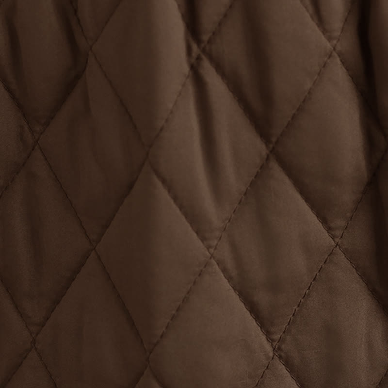 Buddha Stones Fall Winter Casual Vintage Design Quilted Solid Women's Skirt With Pockets - image 9