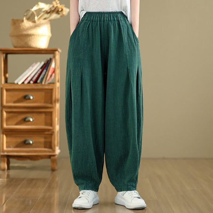 Buddha Stones Spring Summer Casual Solid Ankle Pants Women's Harem Pants With Pockets - SeaGreen - US8-10, UK/AU12-14, EU40-42 (2XL) - image 6