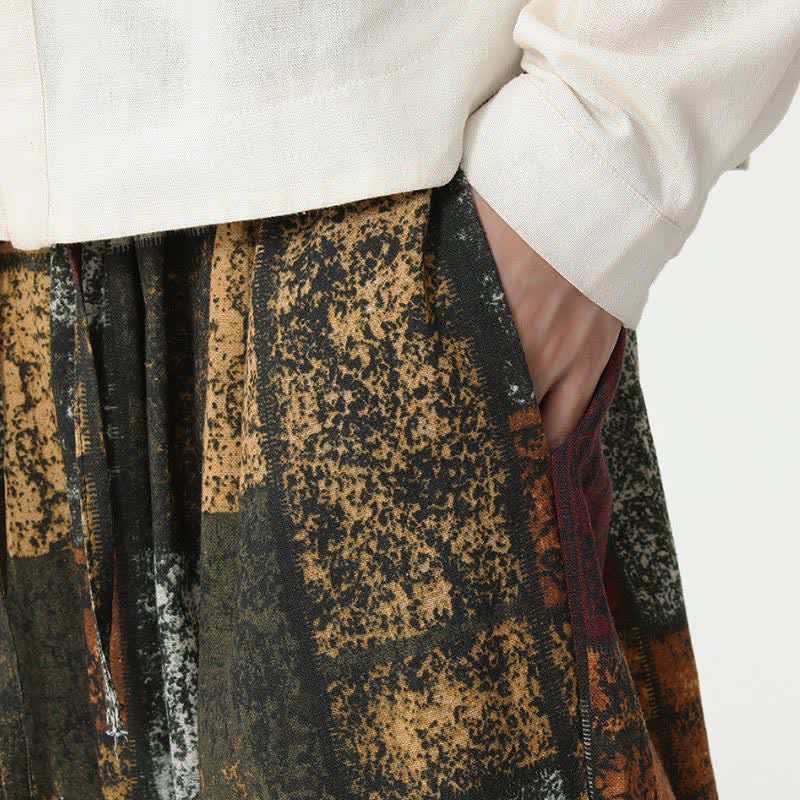 Buddha Stones Spring Fall Casual Boho Drawstring Geometric Cropped Pants Men's Harem Pants With Pockets - image 10
