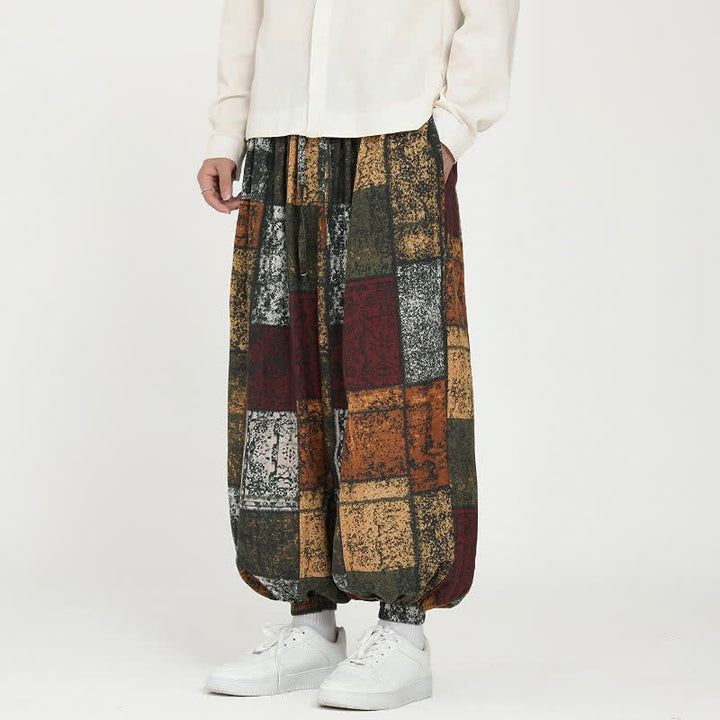 Buddha Stones Spring Fall Casual Boho Drawstring Geometric Cropped Pants Men's Harem Pants With Pockets - image 2