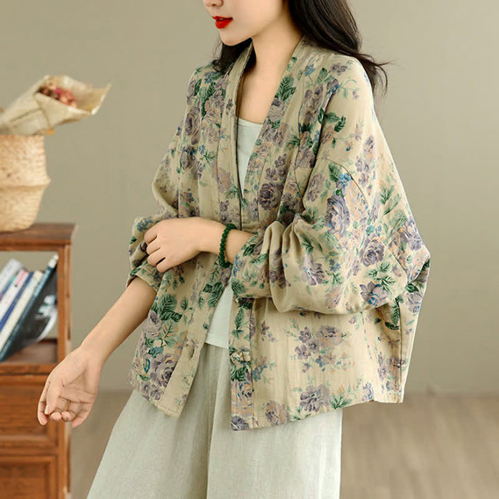 Buddha Stones Spring Casual Vintage Button-Up Floral Pattern Cropped Women's Jacket - image 28