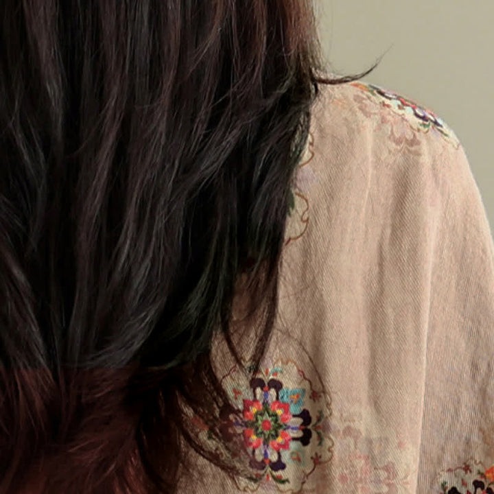 Buddha Stones Spring Casual Vintage Button-Up Floral Pattern Cropped Women's Jacket - image 7
