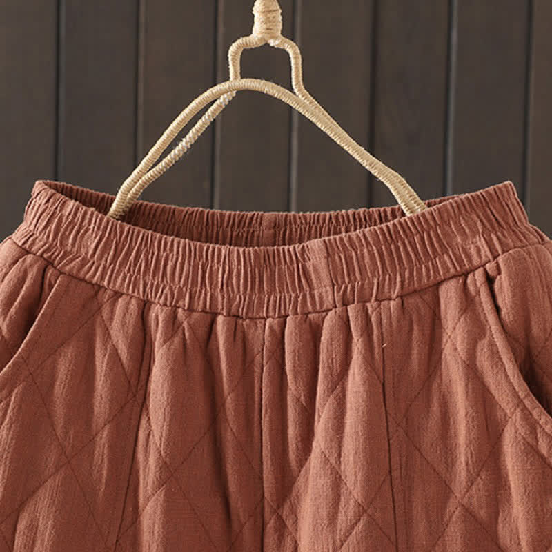Buddha Stones Fall Winter Casual Drawstring Geometric Ankle Pants Women's Harem Pants With Pockets - image 1
