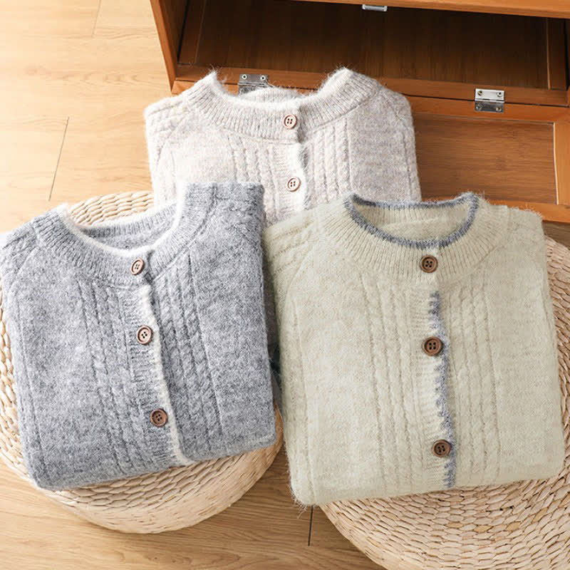 Buddha Stones Fall Winter Casual Vintage Button-Up Solid Cotton Women's Knitwear Cardigan - image 23