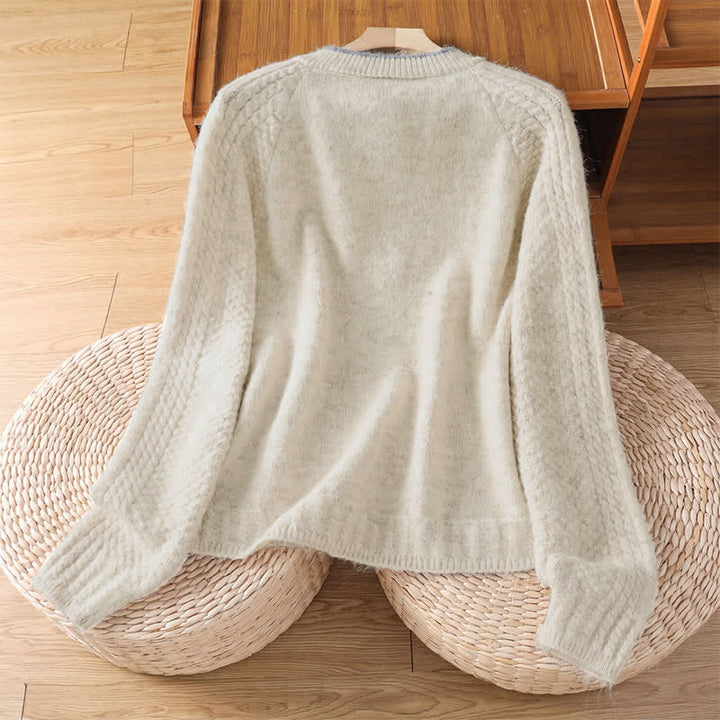 Buddha Stones Fall Winter Casual Vintage Button-Up Solid Cotton Women's Knitwear Cardigan - image 8