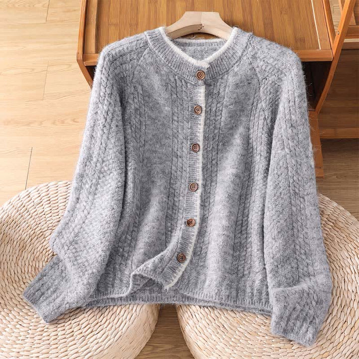 Buddha Stones Fall Winter Casual Vintage Button-Up Solid Cotton Women's Knitwear Cardigan - DarkGray - US4-6, UK/AU8-10, EU36-38 (F) - image 0