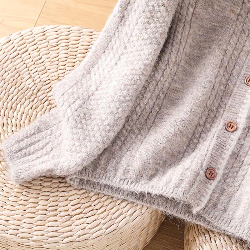 Buddha Stones Fall Winter Casual Vintage Button-Up Solid Cotton Women's Knitwear Cardigan - image 20
