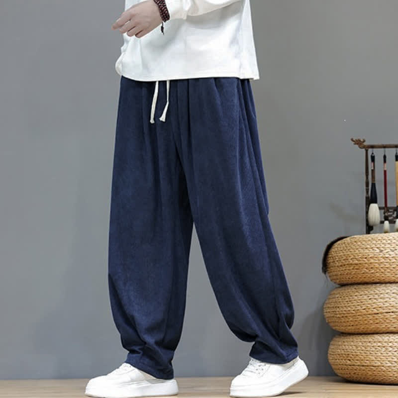 Buddha Stones Fall Winter Retro Casual Drawstring Solid Ankle Pants Corduroy Men's Harem Pants With Pocket - image 20