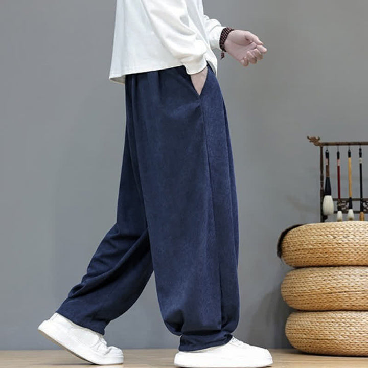 Buddha Stones Fall Winter Retro Casual Drawstring Solid Ankle Pants Corduroy Men's Harem Pants With Pocket - image 18