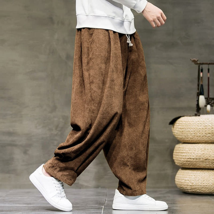 Buddha Stones Fall Winter Retro Casual Drawstring Solid Ankle Pants Corduroy Men's Harem Pants With Pocket - image 32